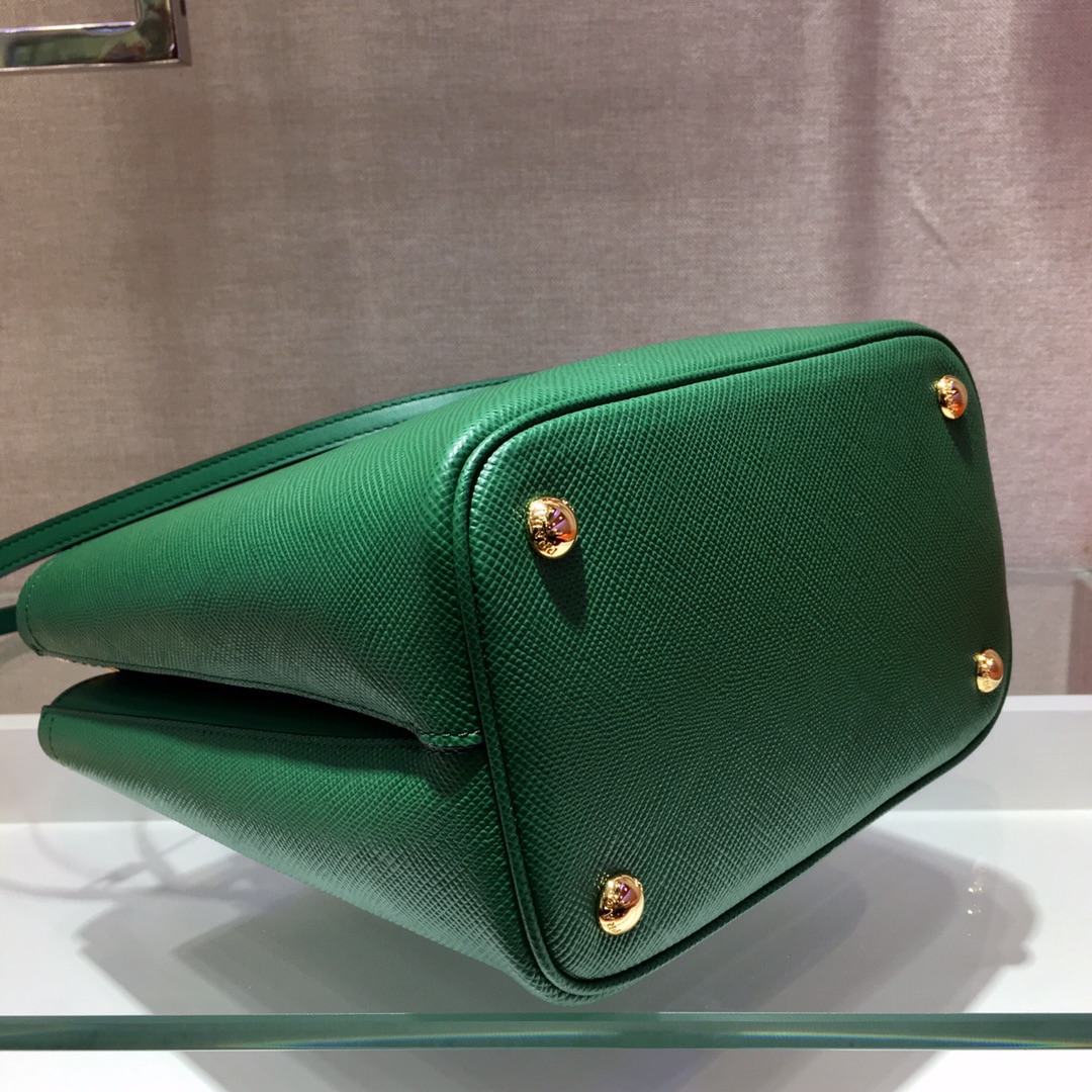 Prada Medium Panier Saffiano Leather Bag Green/Black 1BA212